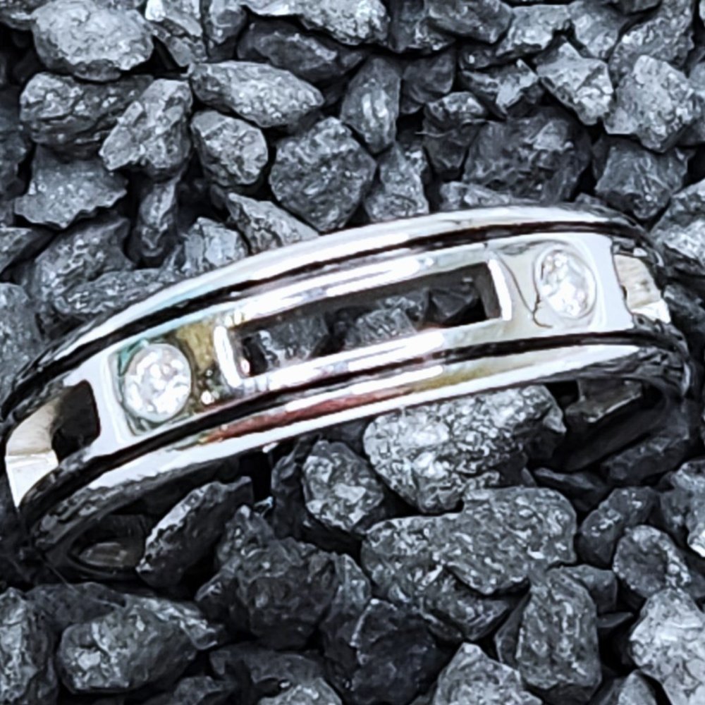 Verragio Men's Platinum Diamond Black Enamel Band Ring Sz 11.75